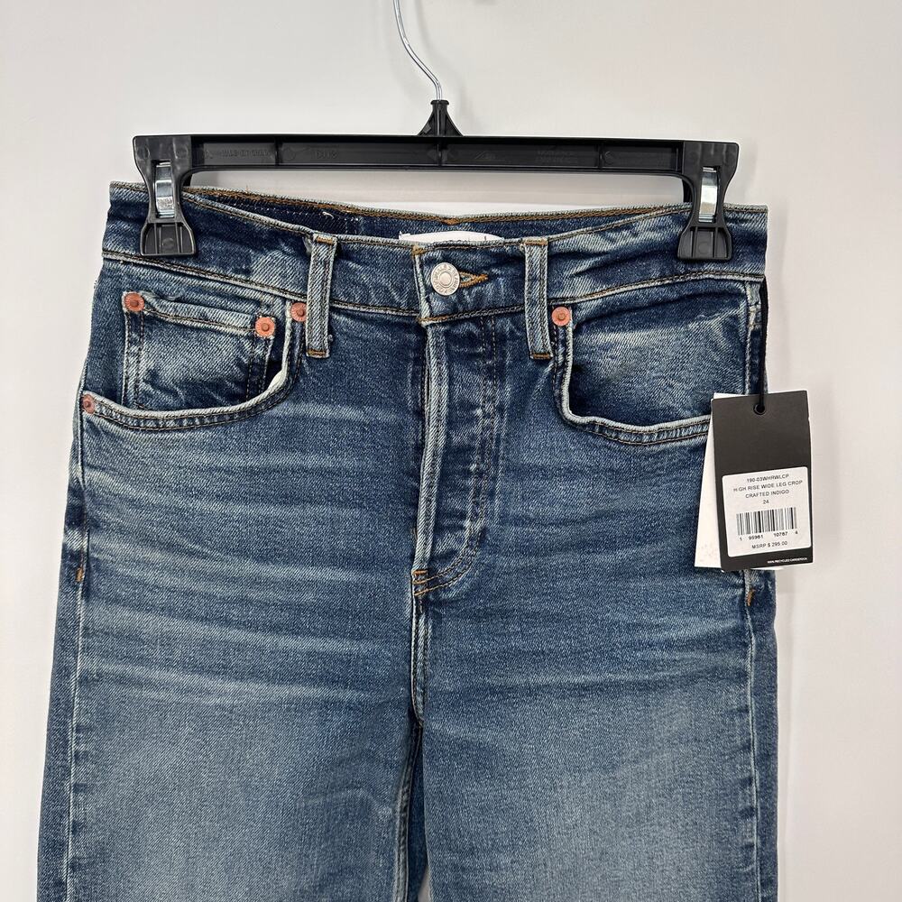 RE/DONE NWT High Rise Wide Leg Crop Denim Jeans in Crafted Indigo // 24 - Picture 4 of 15